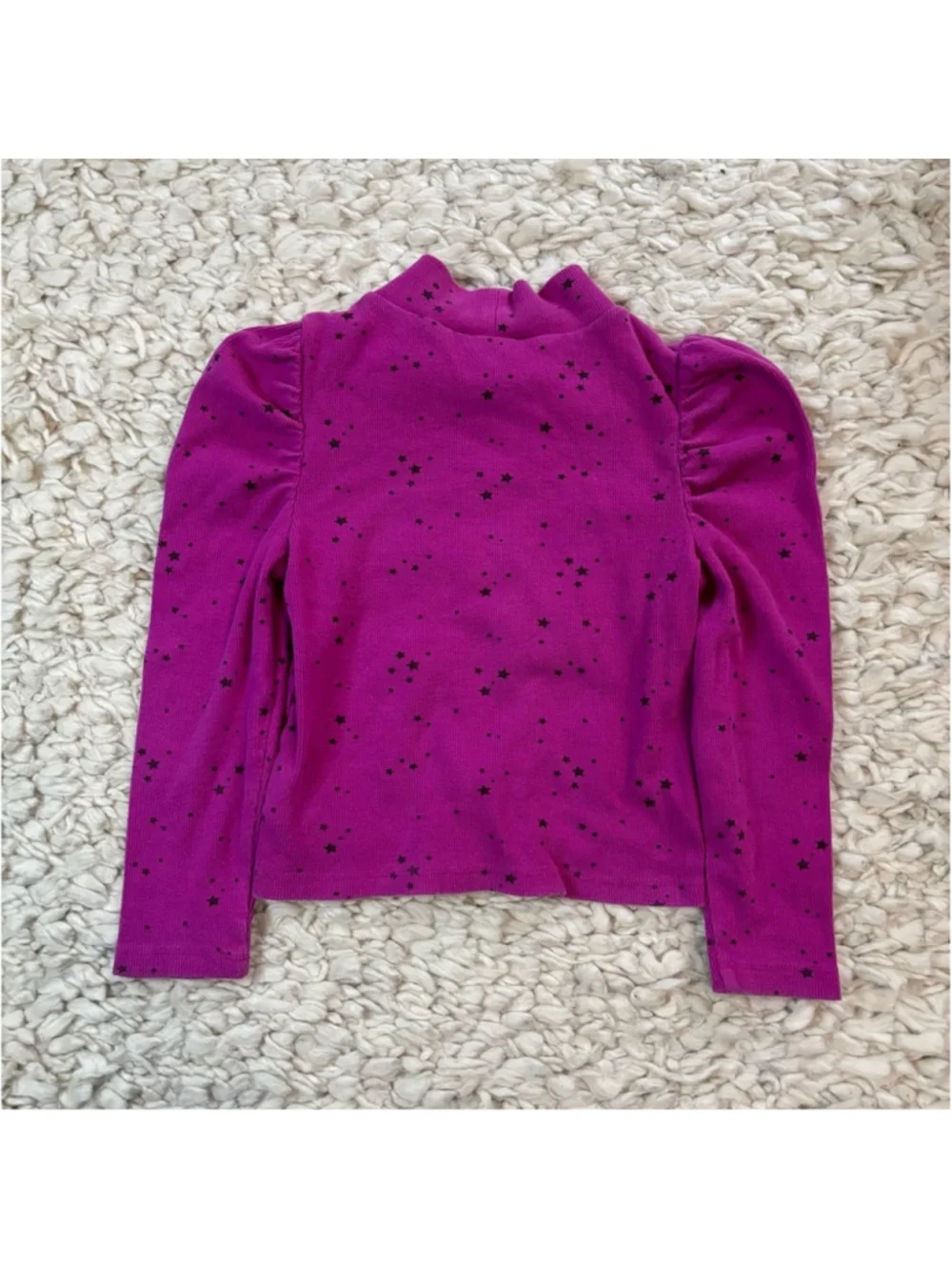 Girls GAP Fuchsia Black Star Long Sleeve Mock Neck Tee Size 5